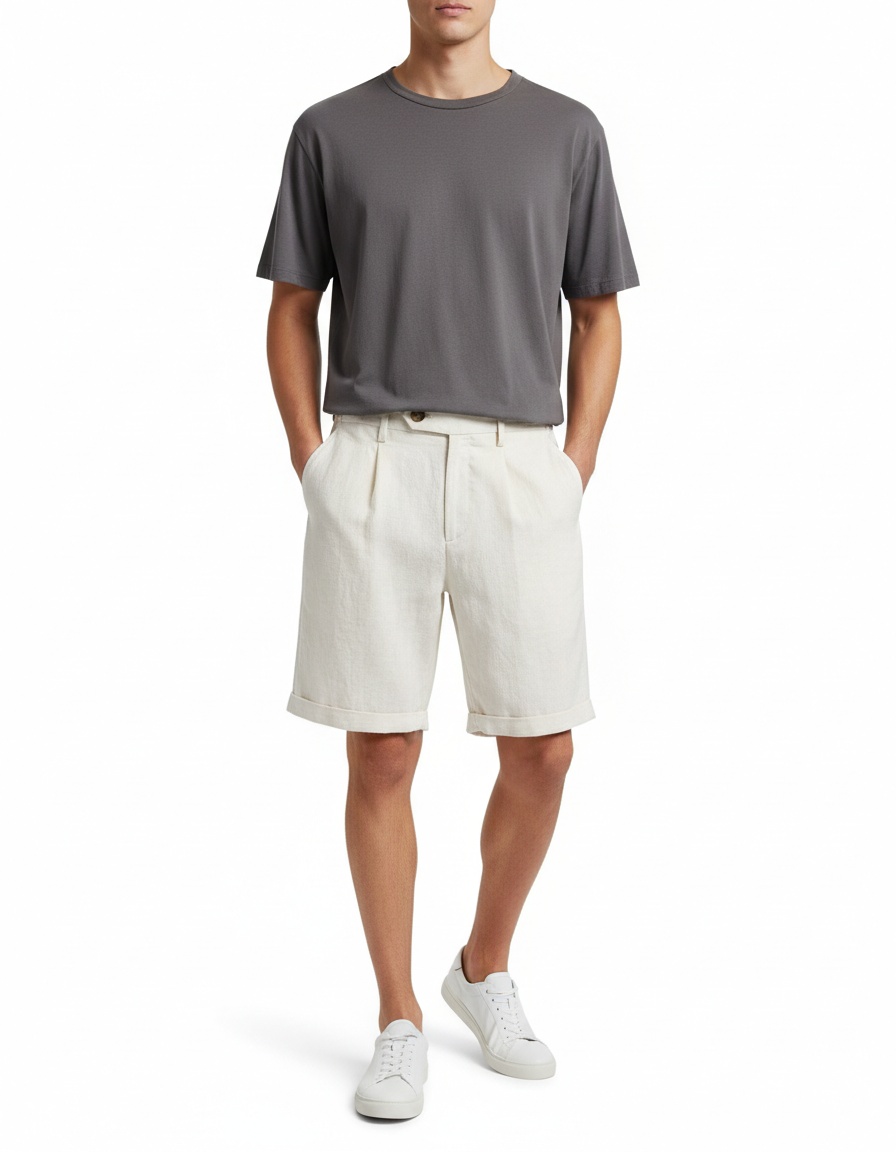 Old Money Style Business Casual Elastic Waist Men's Shorts