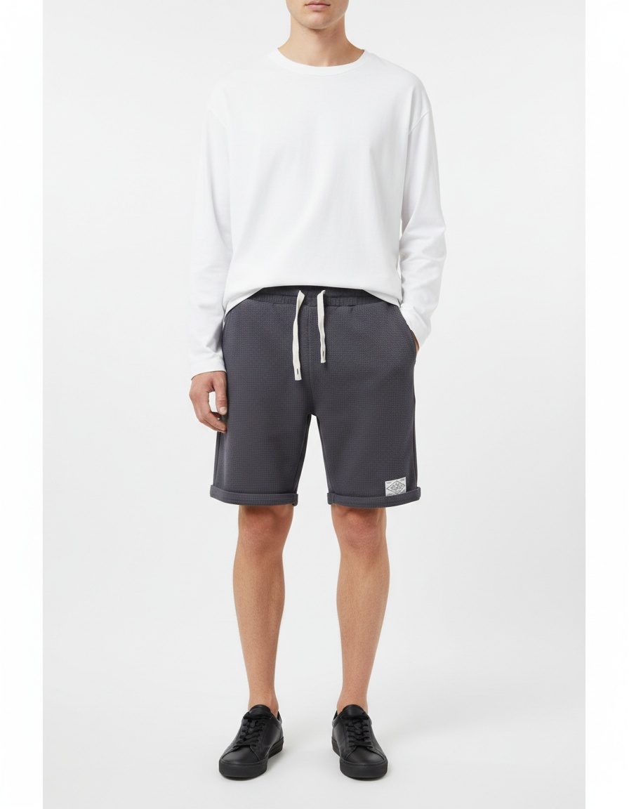 Pantalones cortos casuales con cintura elástica y cordón para hombre para uso en exteriores en verano