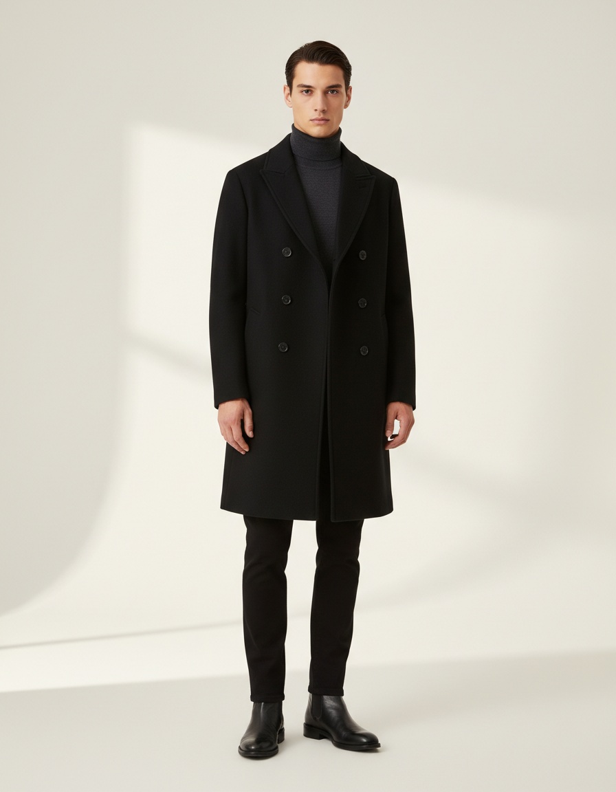 Winter Lapel Collar Coat for Men's Casual Outdoor Wear