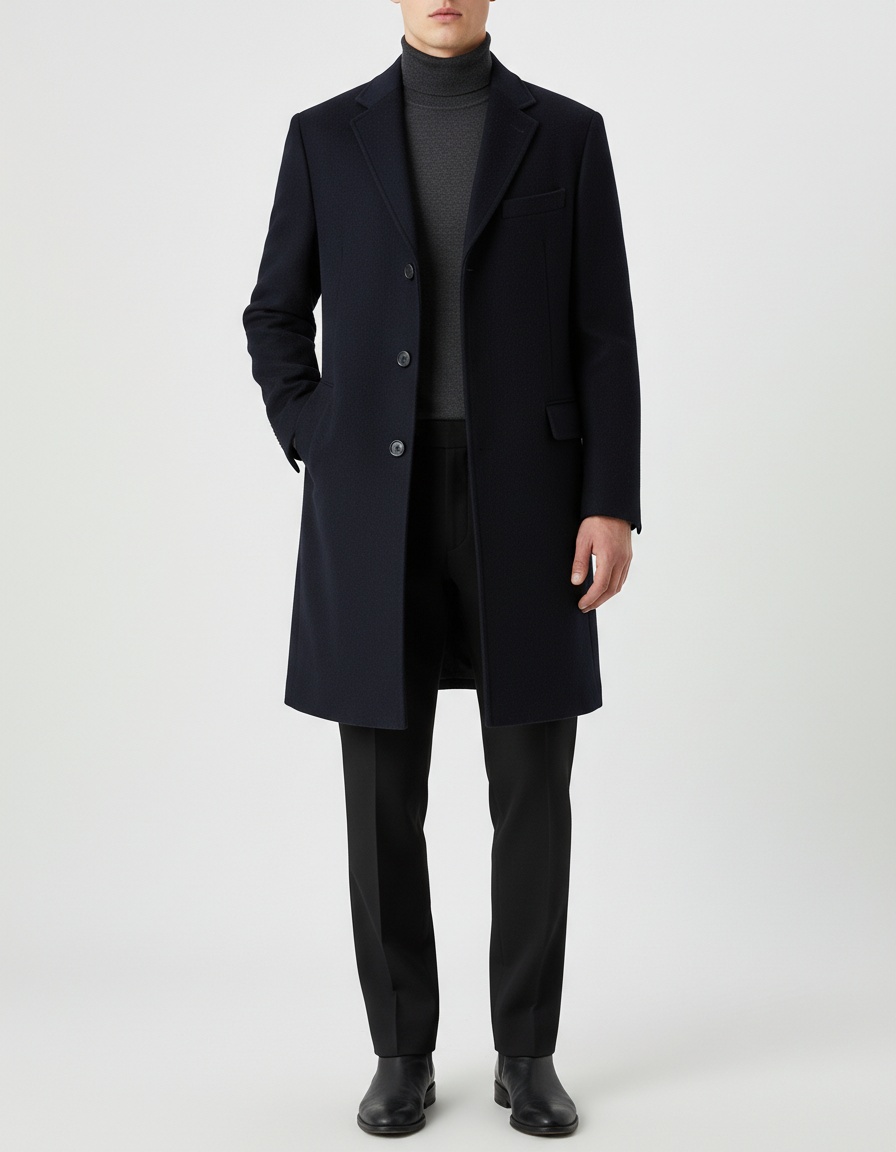 Winter Lapel Collar Coat for Men's Casual Outdoor Wear