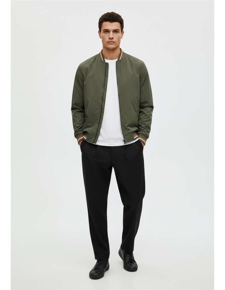 Giacca da uomo leggera con collo alto, ideale per primavera e autunno.