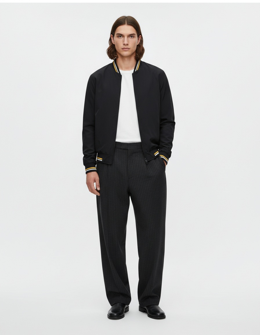 Giacca da uomo leggera con collo alto, ideale per primavera e autunno.