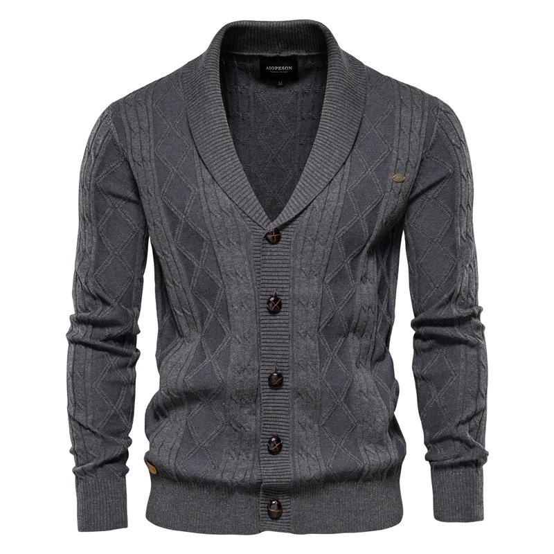 Premium Thick Loose Fit V-Neck Knit Cardigan for Men's Winter Wear