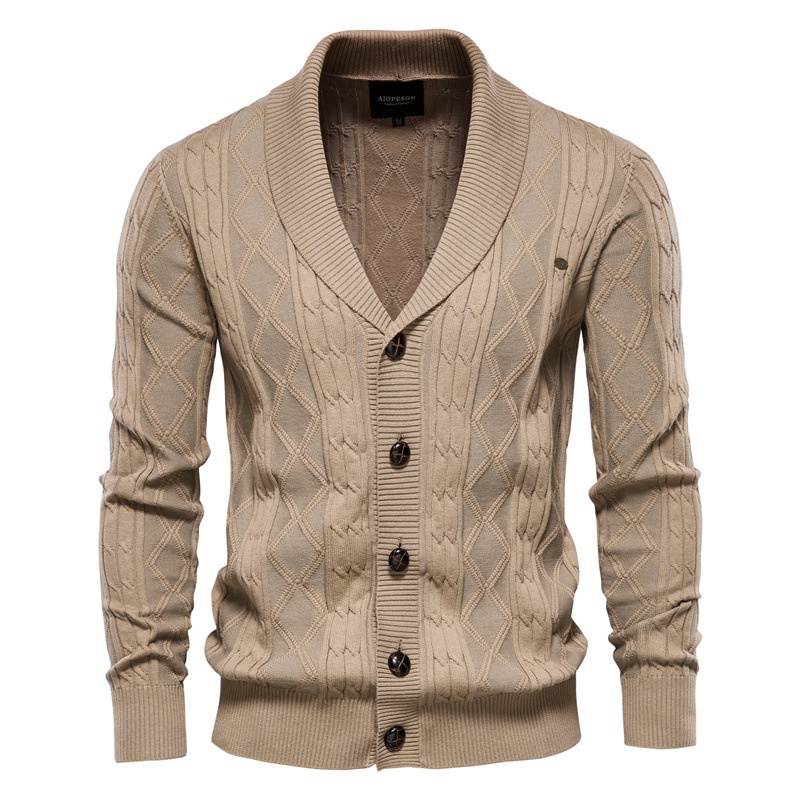 Premium Thick Loose Fit V-Neck Knit Cardigan for Men's Winter Wear