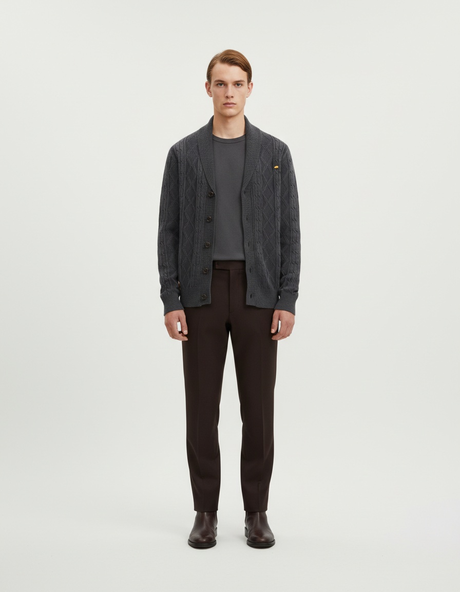 Premium Thick Loose Fit V-Neck Knit Cardigan for Men's Winter Wear