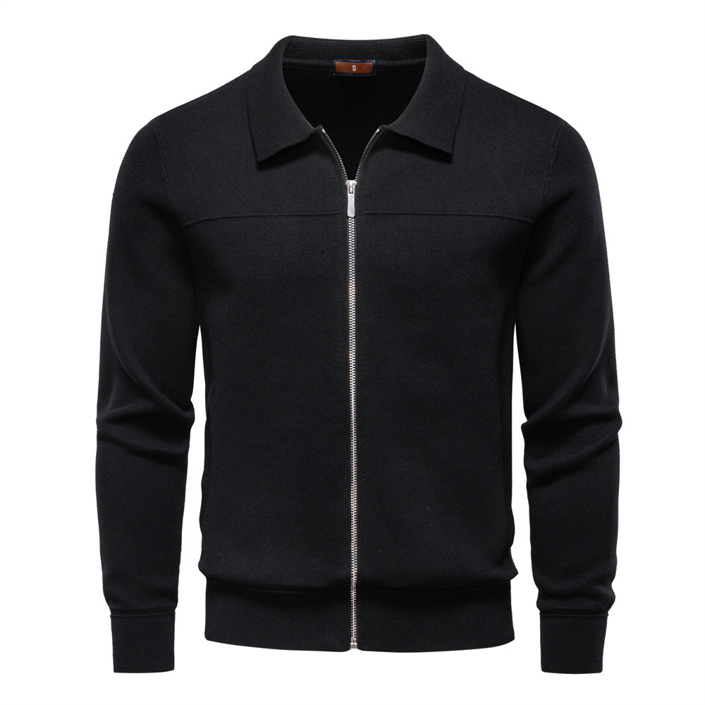 Premium Zippered Knit Men's Cardigan for Autumn and Winter Business Casual Outerwear