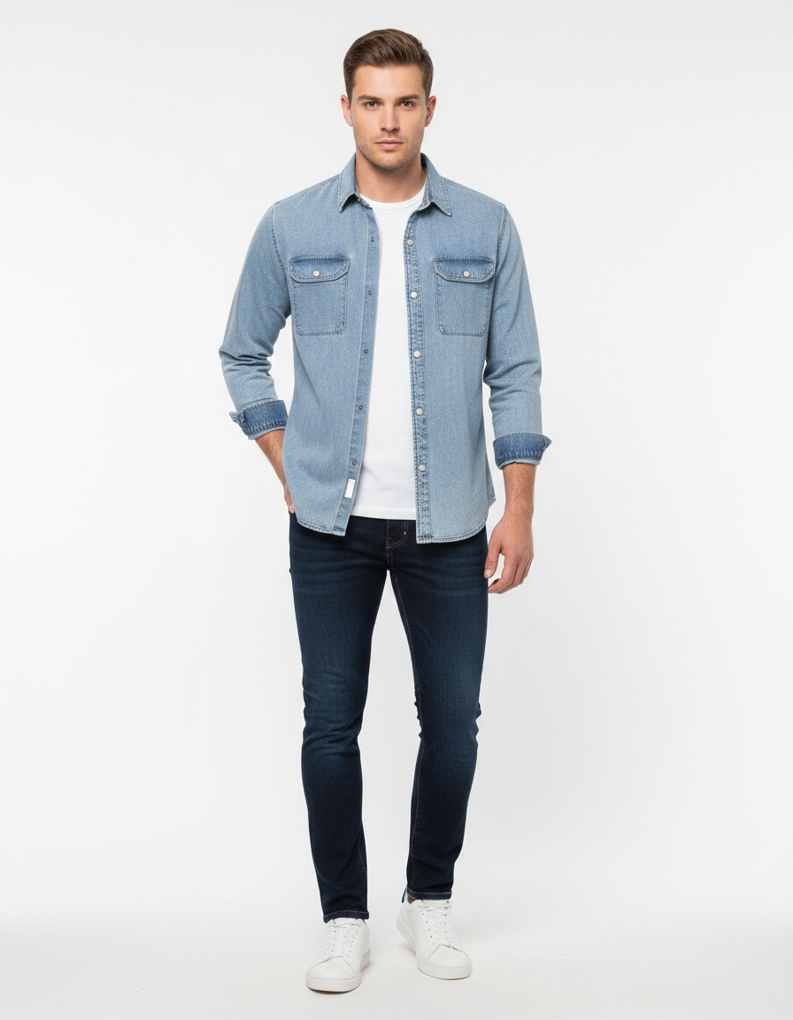Men's Denim Jacket for Spring and Autumn Casual Wear