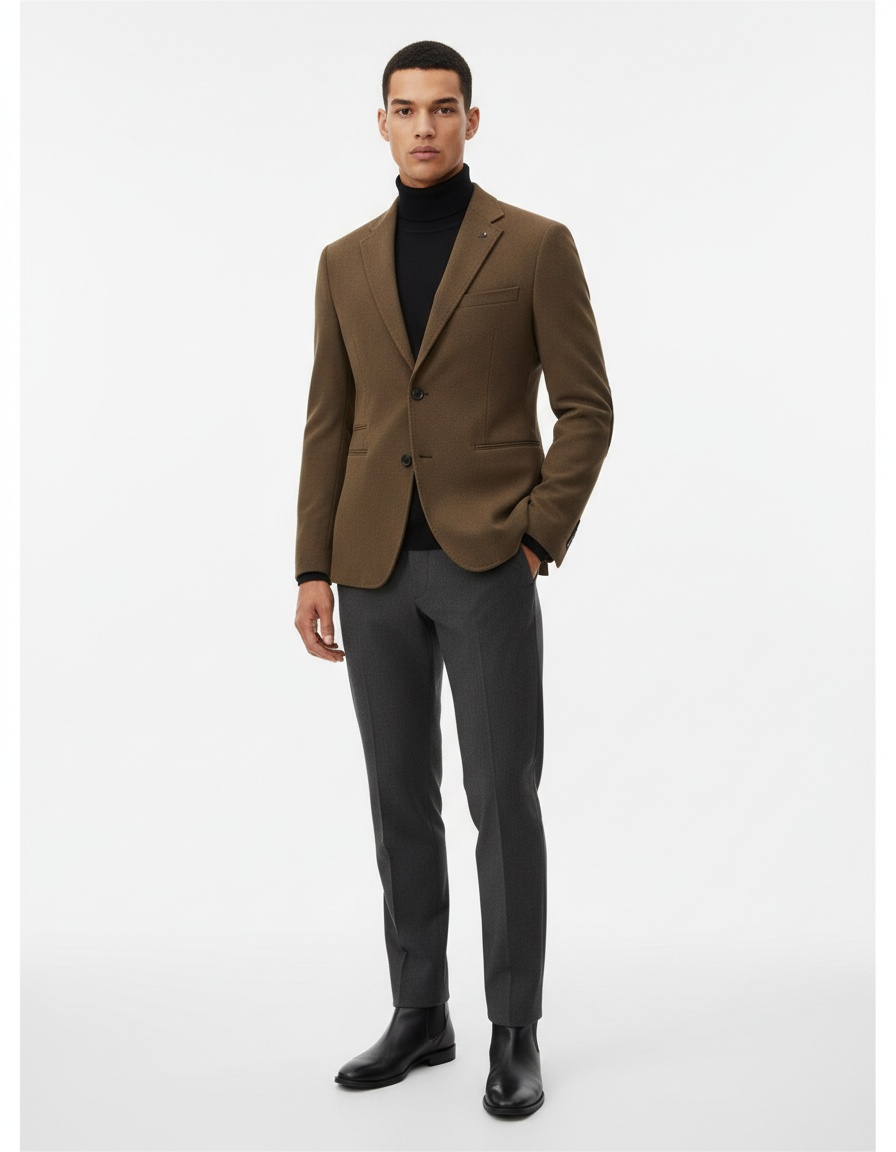 Premium Slim Fit Solid Color Autumn Winter Casual Men's Suit Jacket