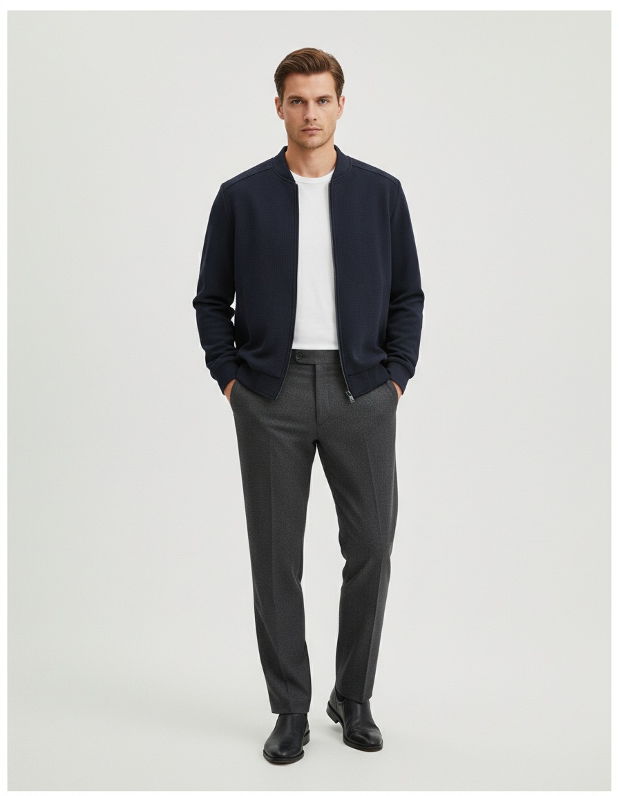 Premium Slim Fit Stand Collar Casual Men's Jacket for Spring and Autumn