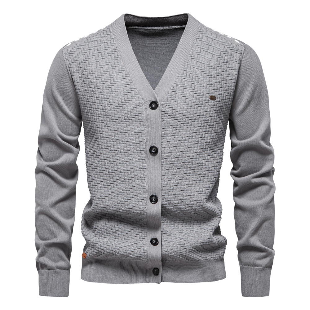 Men's Slim Fit V-Neck Knitted Cardigan for Casual Autumn and Winter Wear