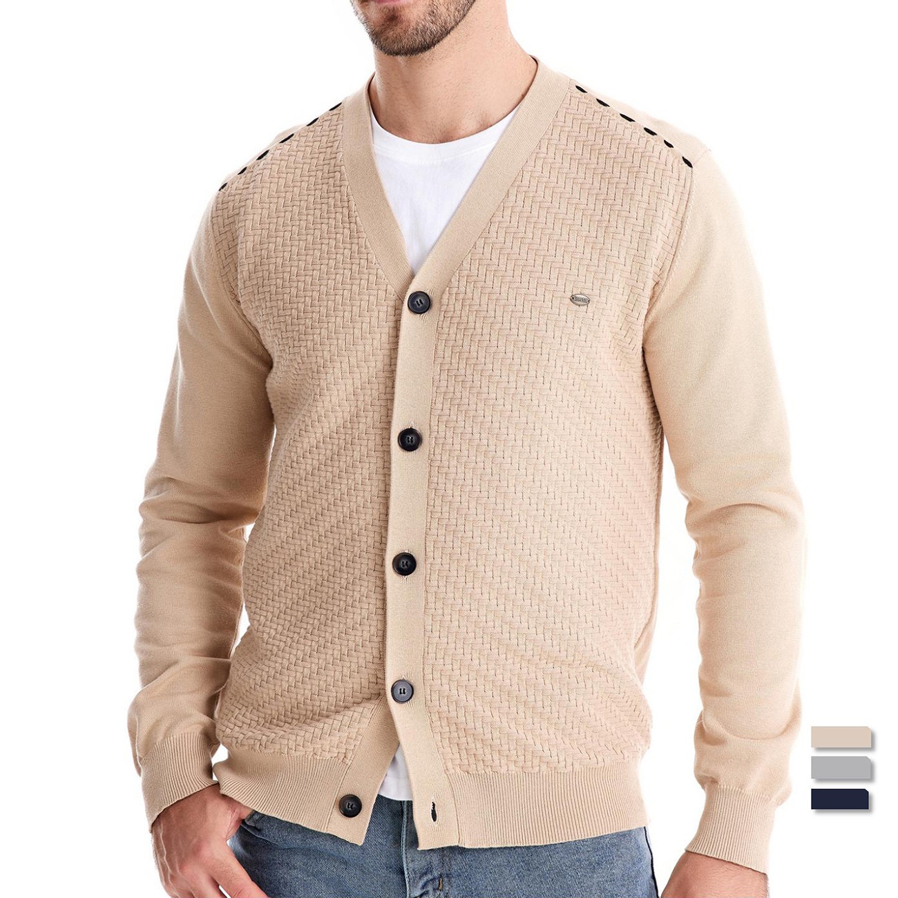 Men's Slim Fit V-Neck Knitted Cardigan for Casual Autumn and Winter Wear