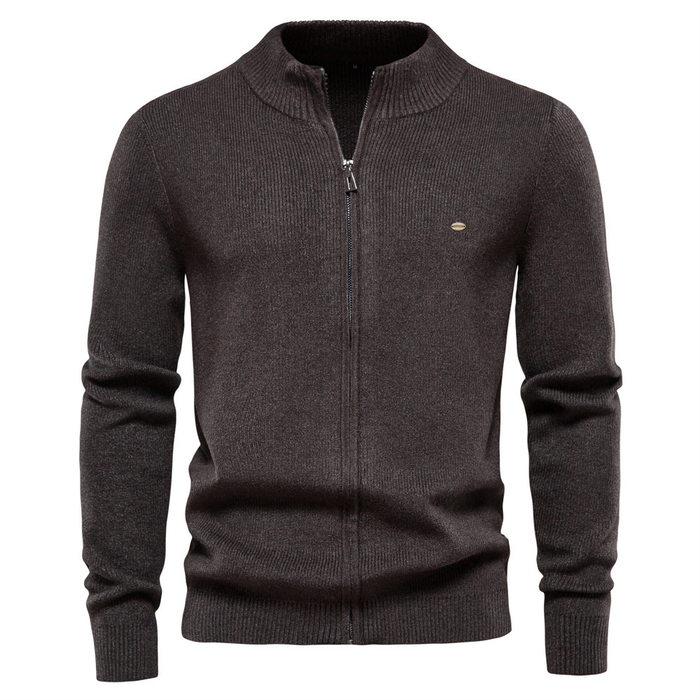 Casual Long Sleeve Zippered Men's Cardigan for Autumn and Winter Knitwear