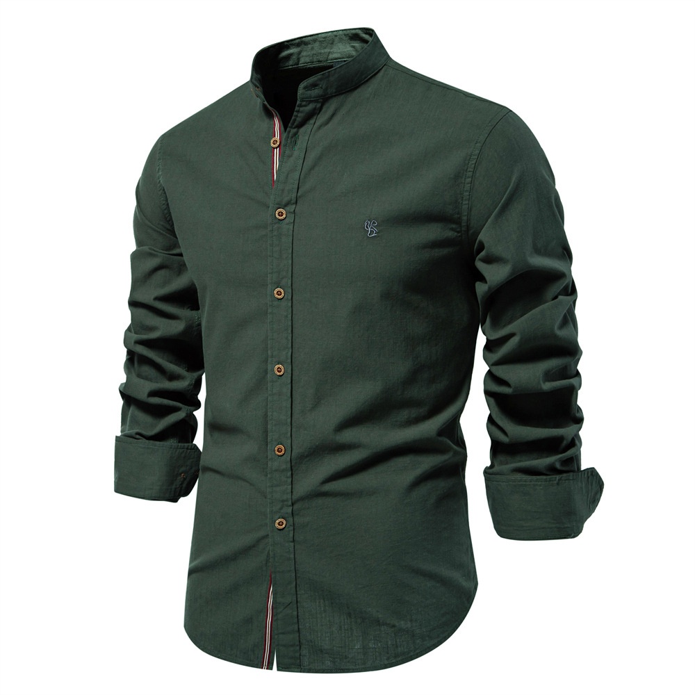 Solid Color Long Sleeve Men's Shirt for Spring and Summer Business Casual Wear