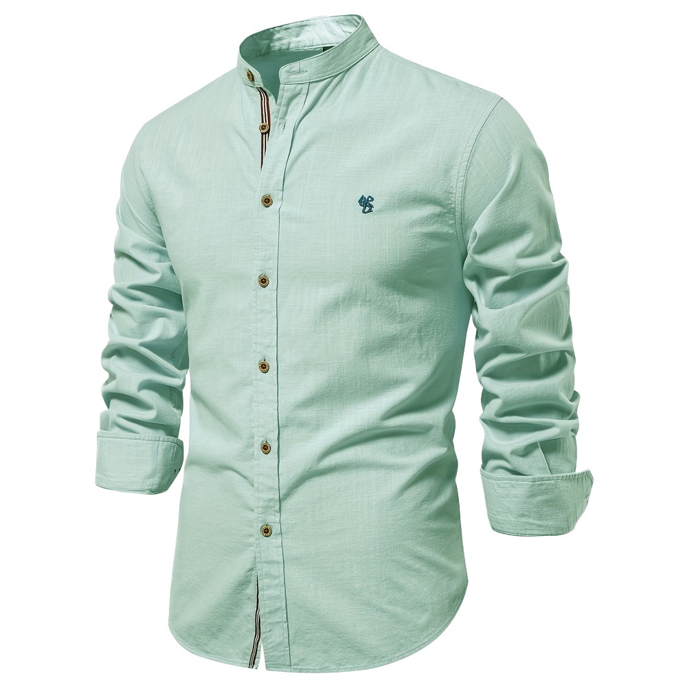 Solid Color Long Sleeve Men's Shirt for Spring and Summer Business Casual Wear