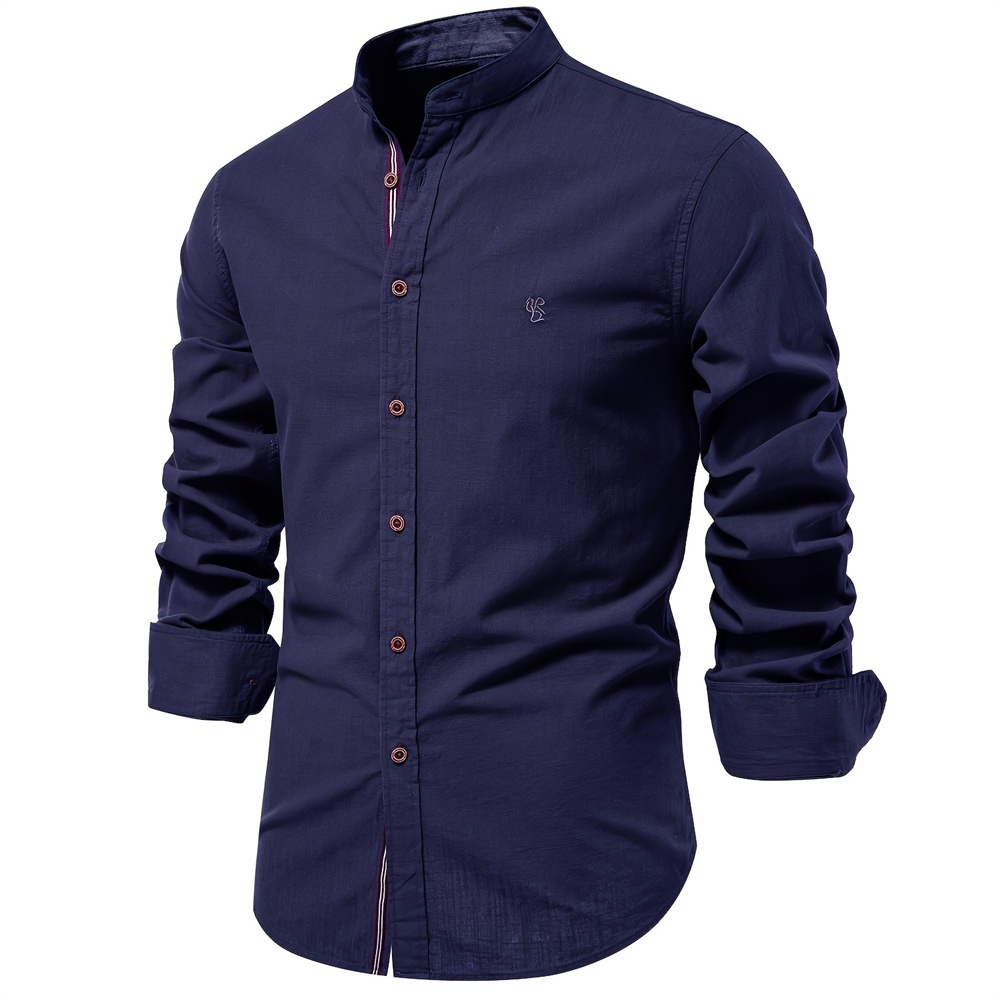 Solid Color Long Sleeve Men's Shirt for Spring and Summer Business Casual Wear