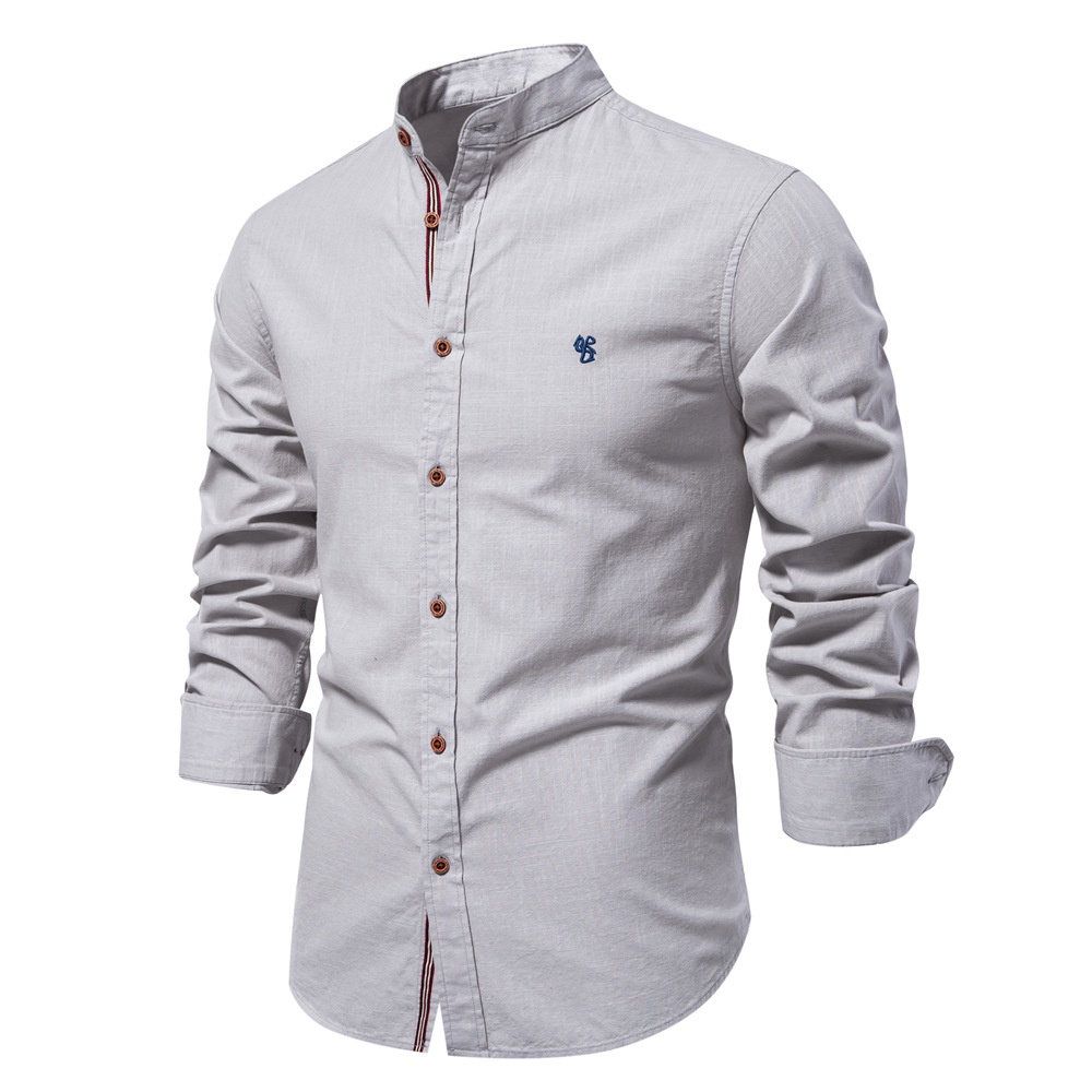 Solid Color Long Sleeve Men's Shirt for Spring and Summer Business Casual Wear