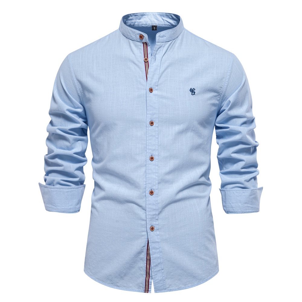 Solid Color Long Sleeve Men's Shirt for Spring and Summer Business Casual Wear