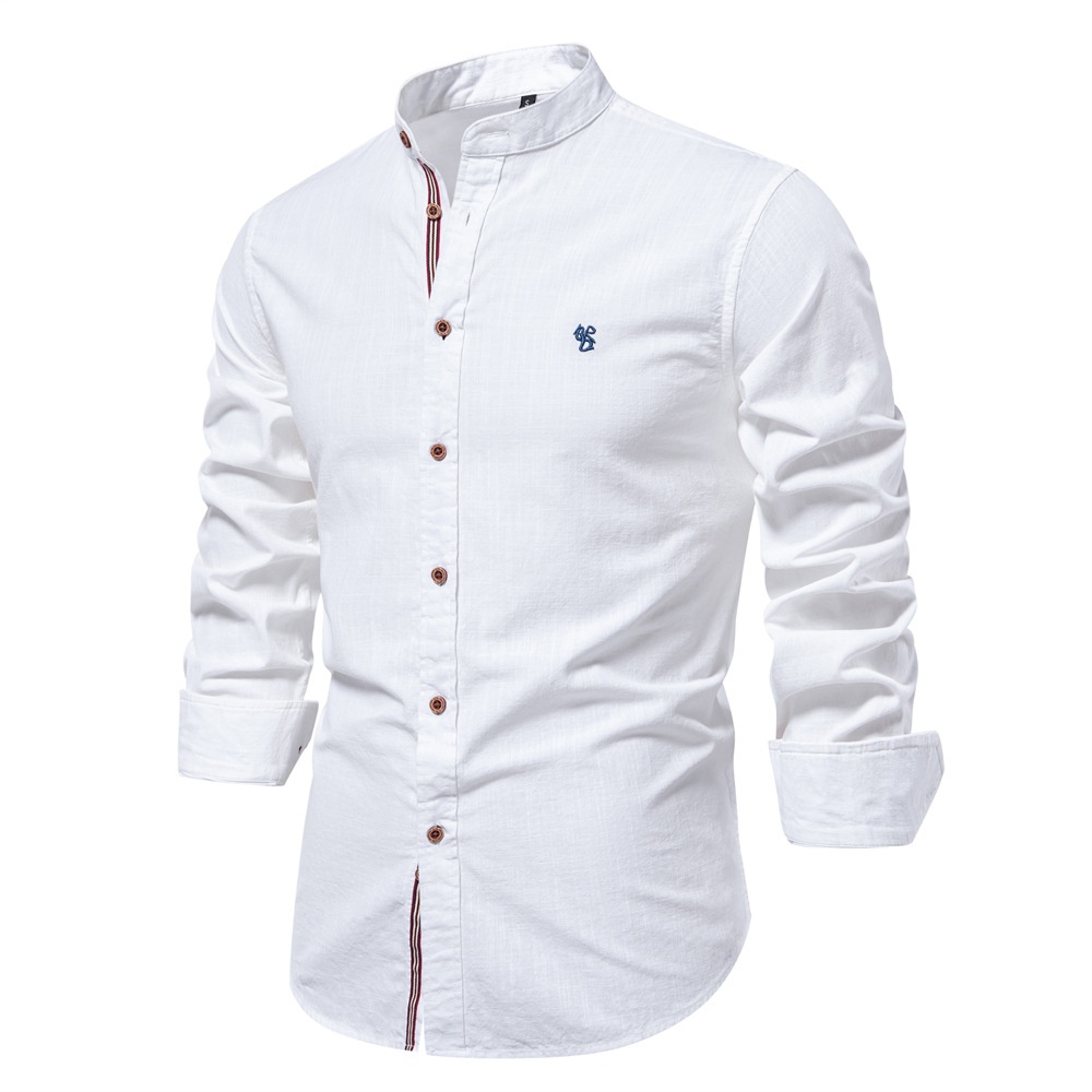 Solid Color Long Sleeve Men's Shirt for Spring and Summer Business Casual Wear
