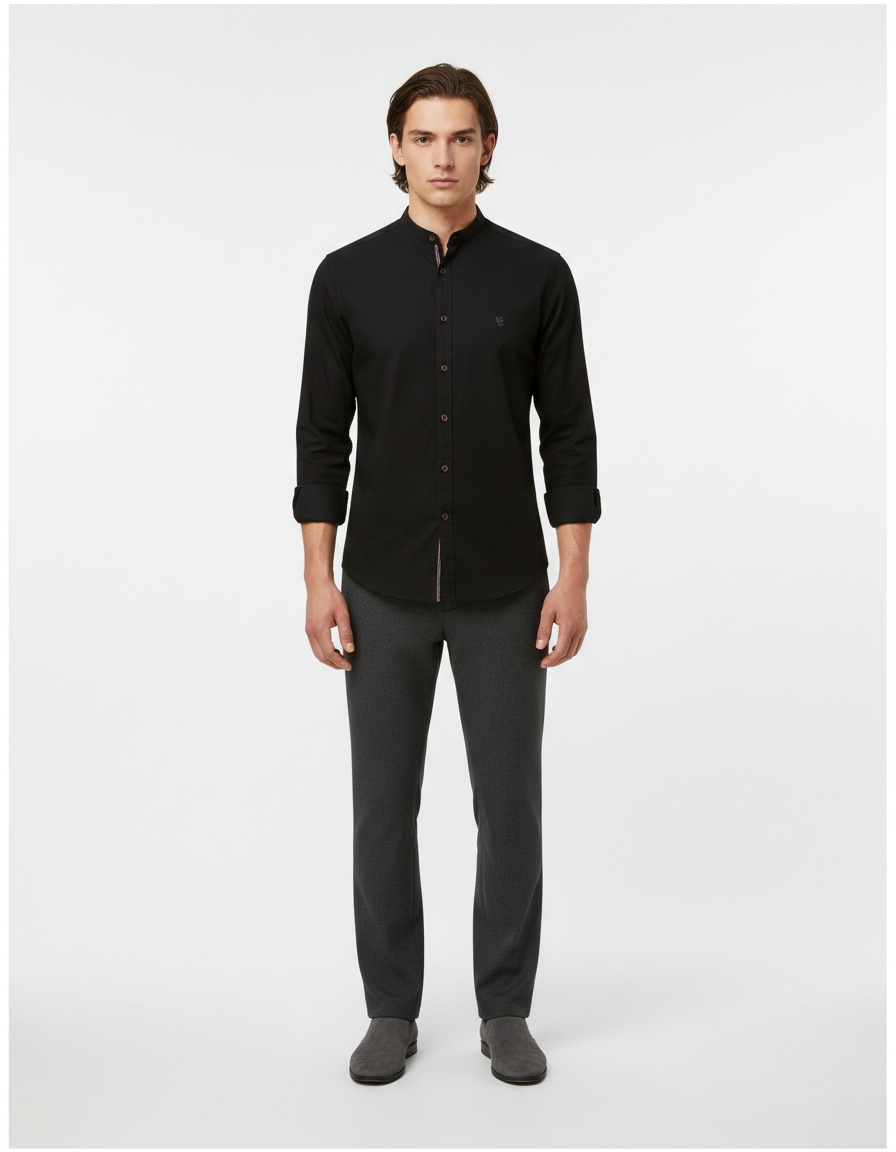 Solid Color Long Sleeve Men's Shirt for Spring and Summer Business Casual Wear