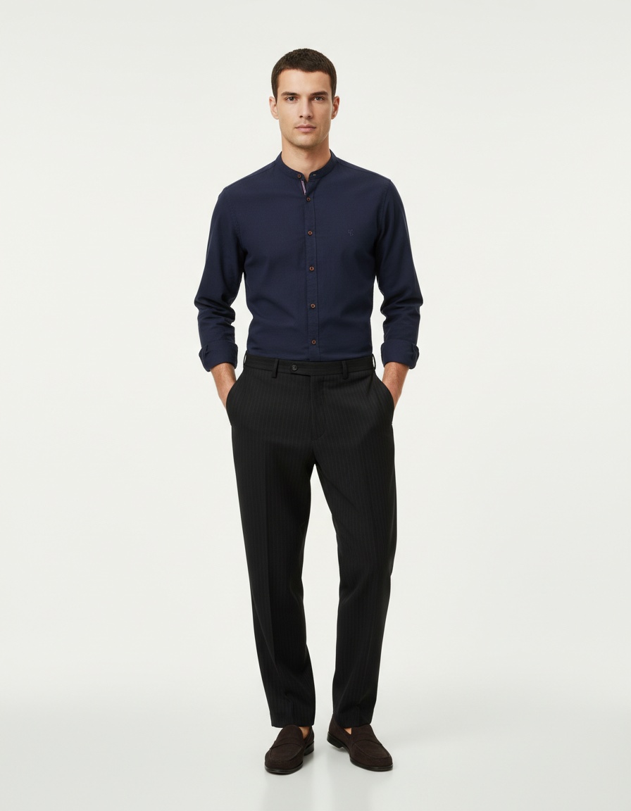 Solid Color Long Sleeve Men's Shirt for Spring and Summer Business Casual Wear