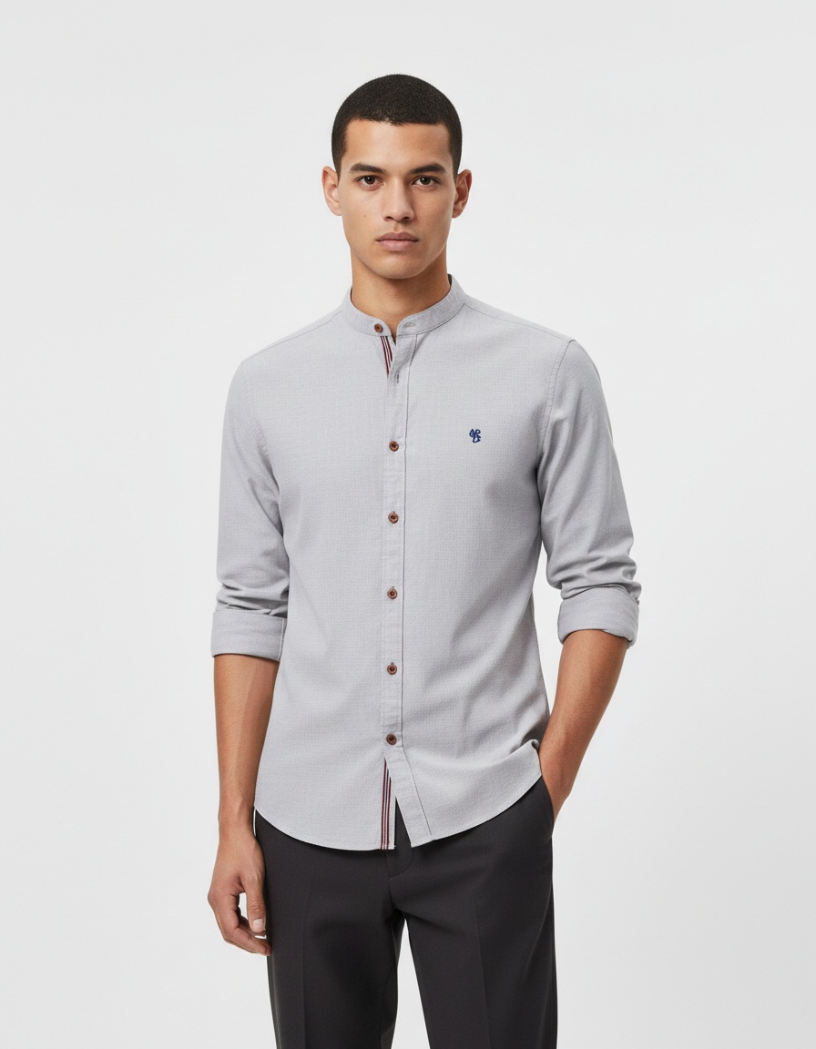 Solid Color Long Sleeve Men's Shirt for Spring and Summer Business Casual Wear