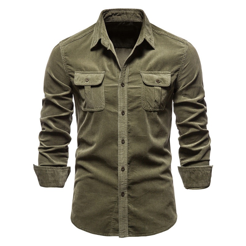 Chemise en velours côtelé pour homme, coupe ajustée, automne