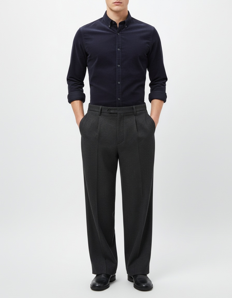 Chemise en velours côtelé pour homme, coupe ajustée, automne