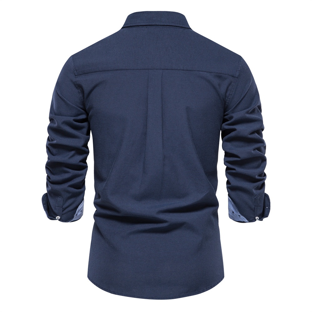 Slim Fit Solid Color Long Sleeve Casual Men's Shirt