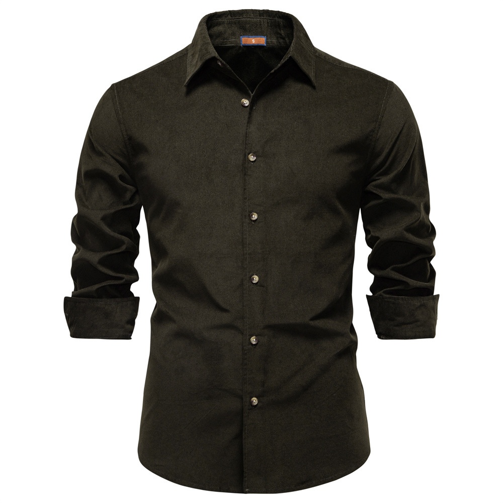 Business Casual Long-Sleeve Men's Shirt for Autumn and Winter