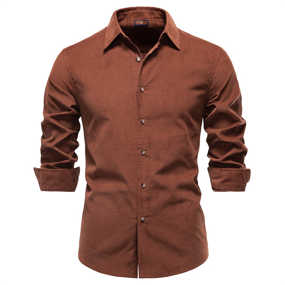 Business Casual Long-Sleeve Men's Shirt for Autumn and Winter