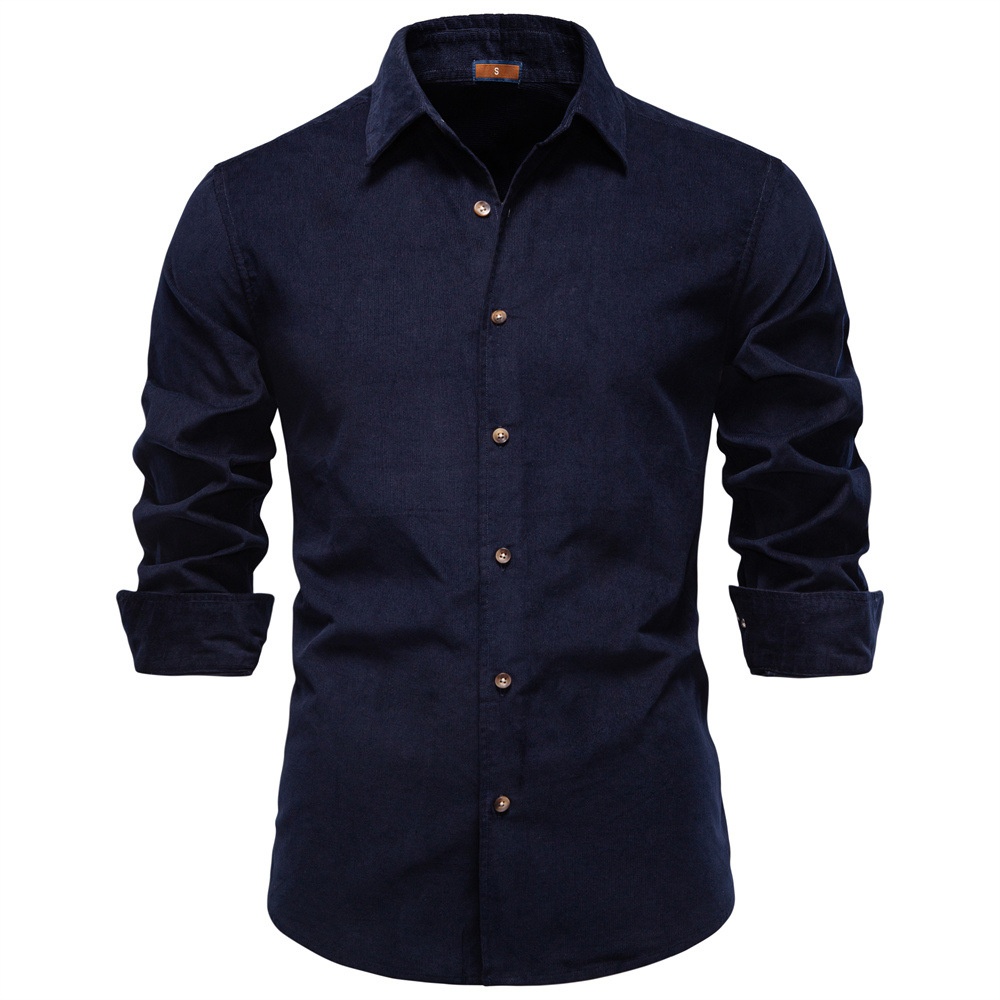 Business Casual Long-Sleeve Men's Shirt for Autumn and Winter