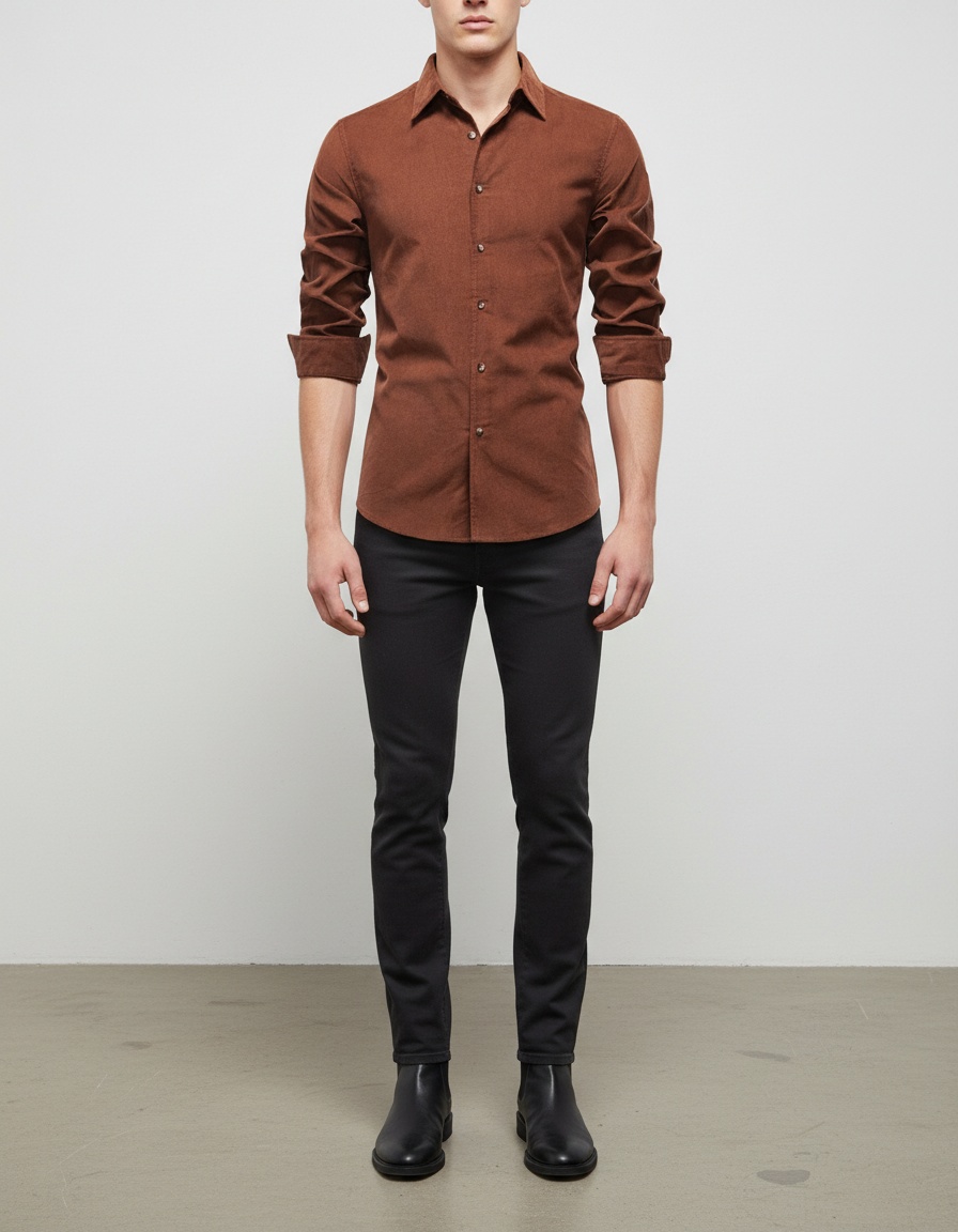 Business Casual Long-Sleeve Men's Shirt for Autumn and Winter