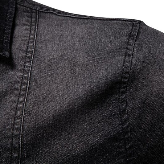 Casual Denim Solid Color Long Sleeve Men's Shirt