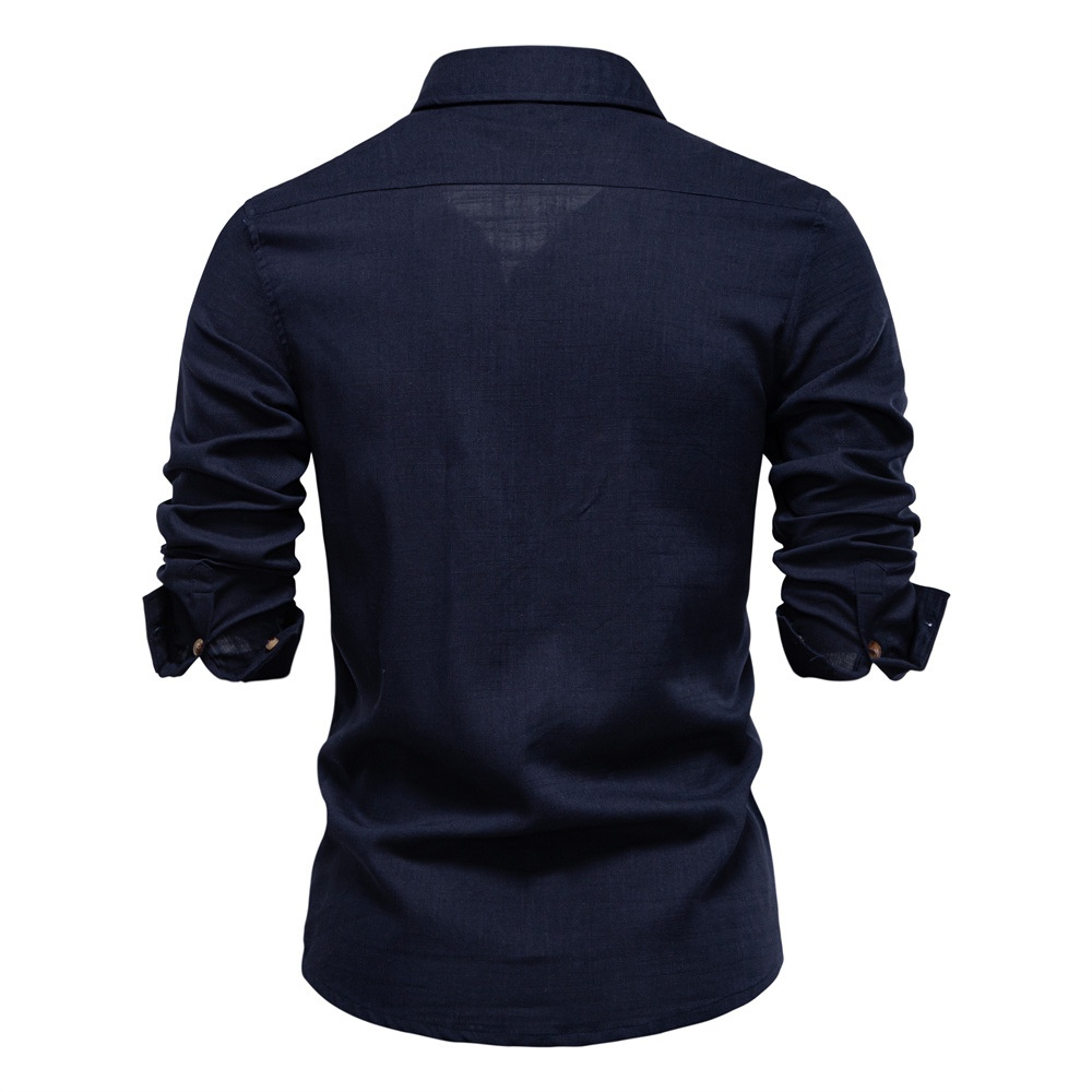 Men's Casual Long Sleeve Shirt with Pocket Decoration