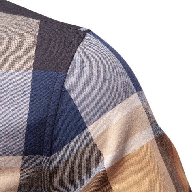 Business Casual Plaid Men's Shirt for Winter