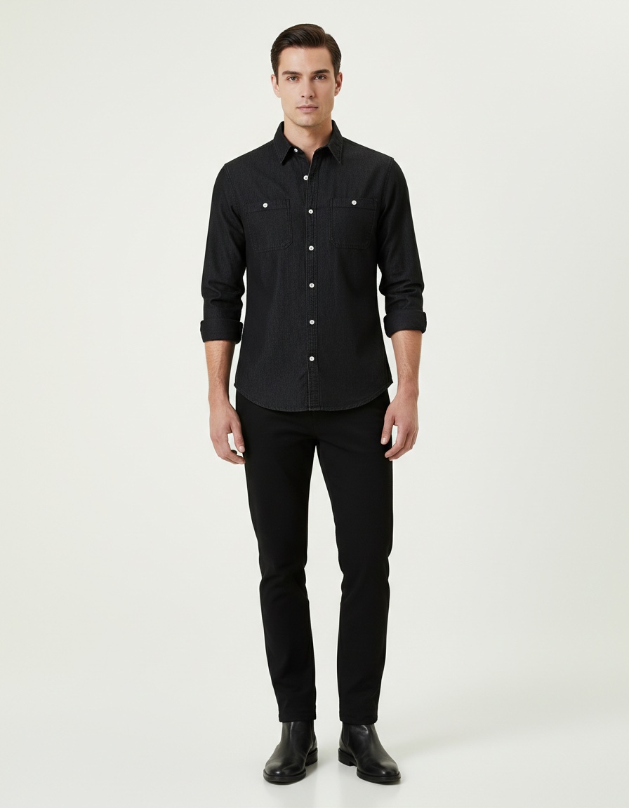 Autumn Casual Long-Sleeve Denim Men's Shirt