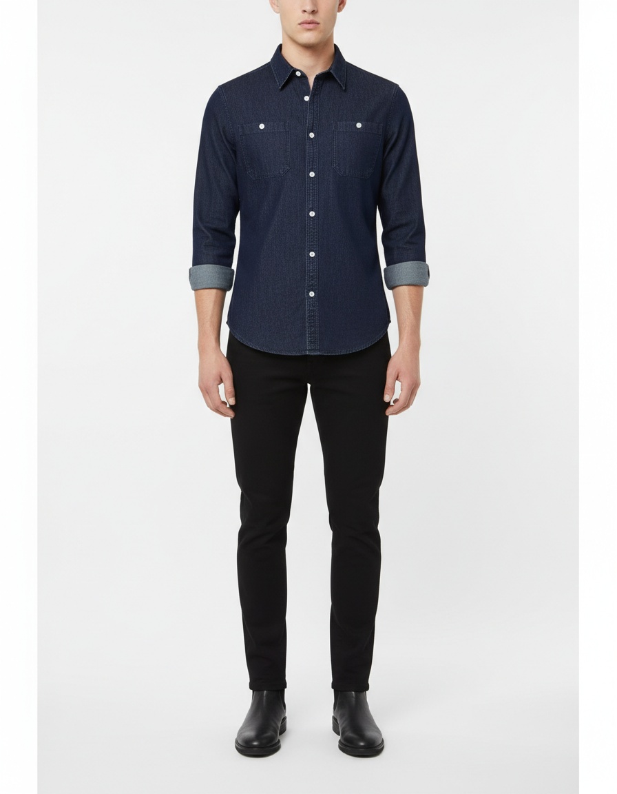 Autumn Casual Long-Sleeve Denim Men's Shirt