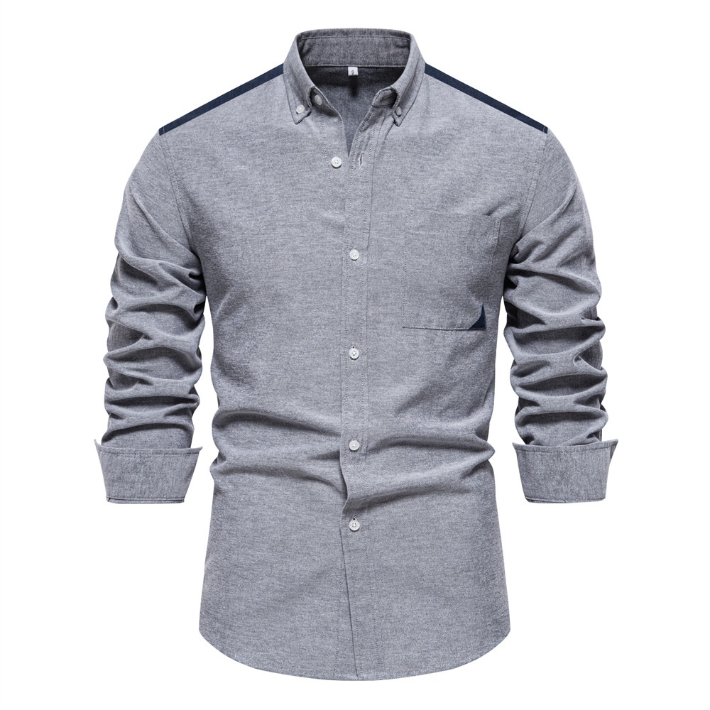 Color Block Long-Sleeved Casual Men's Shirt