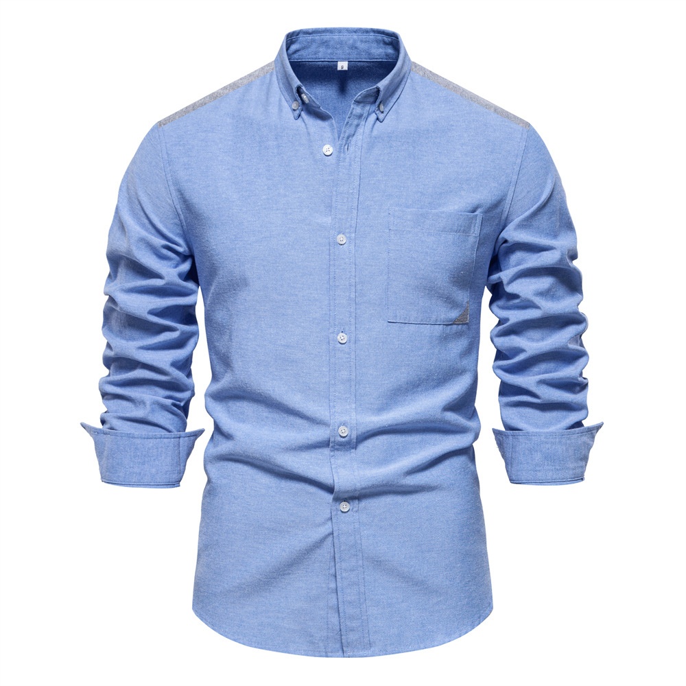 Color Block Long-Sleeved Casual Men's Shirt