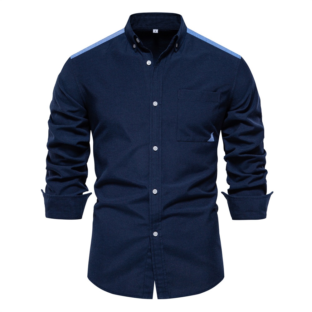 Color Block Long-Sleeved Casual Men's Shirt