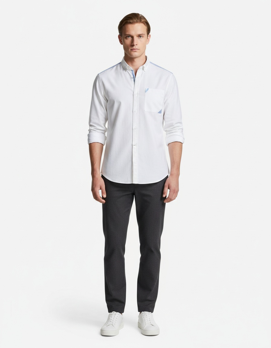 Color Block Long-Sleeved Casual Men's Shirt