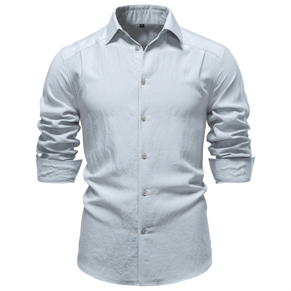 Wrinkled Texture Relaxed Fit Business Casual Men's Long-Sleeved Shirt