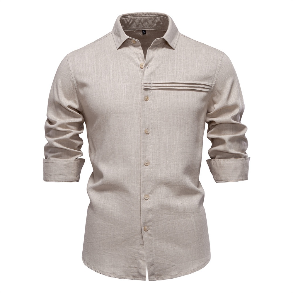 Men's Business Casual Solid Color Breathable Long Sleeve Shirt