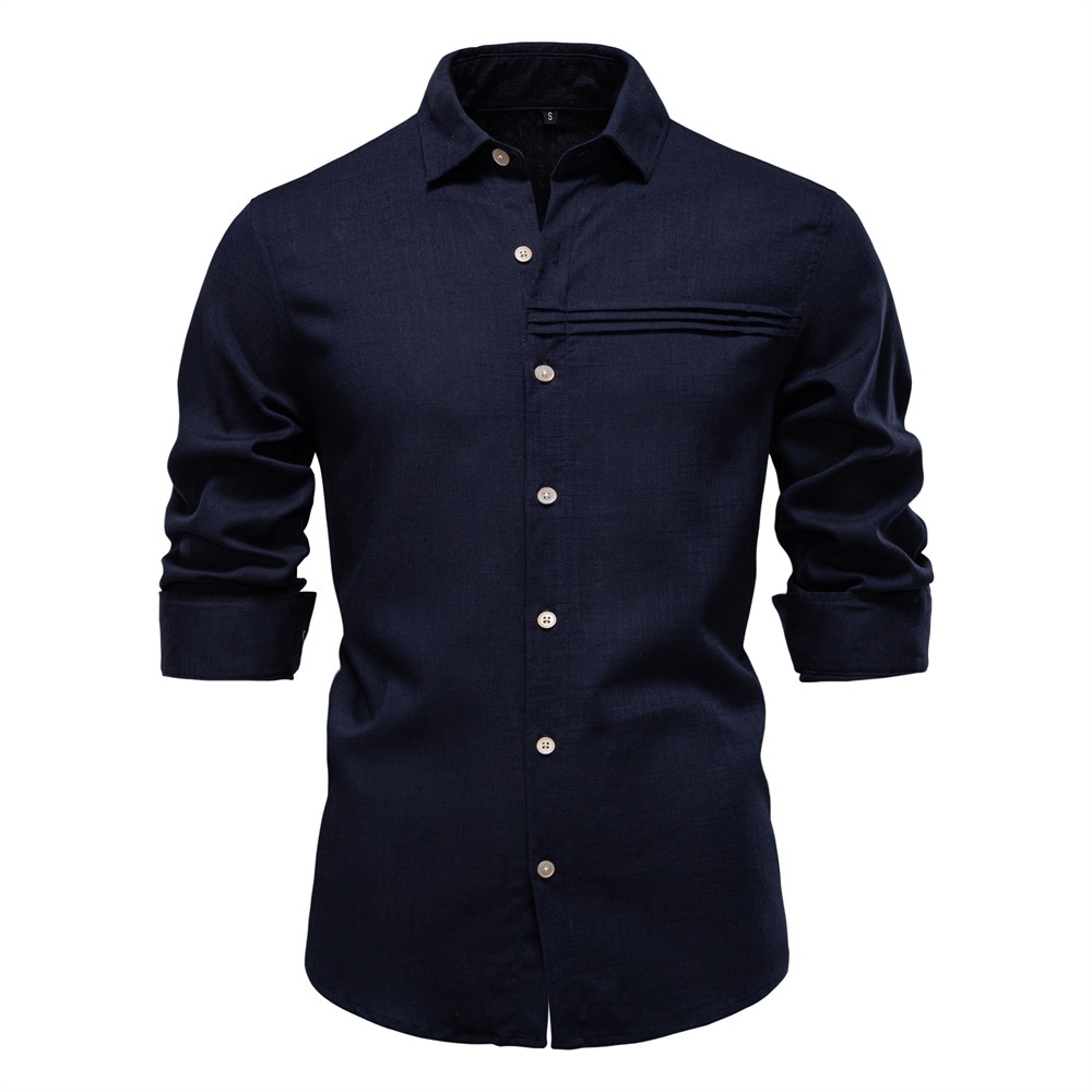 Men's Business Casual Solid Color Breathable Long Sleeve Shirt