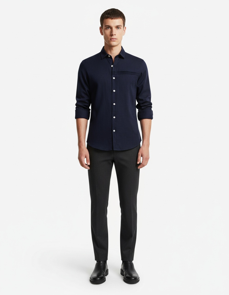 Men's Business Casual Solid Color Breathable Long Sleeve Shirt