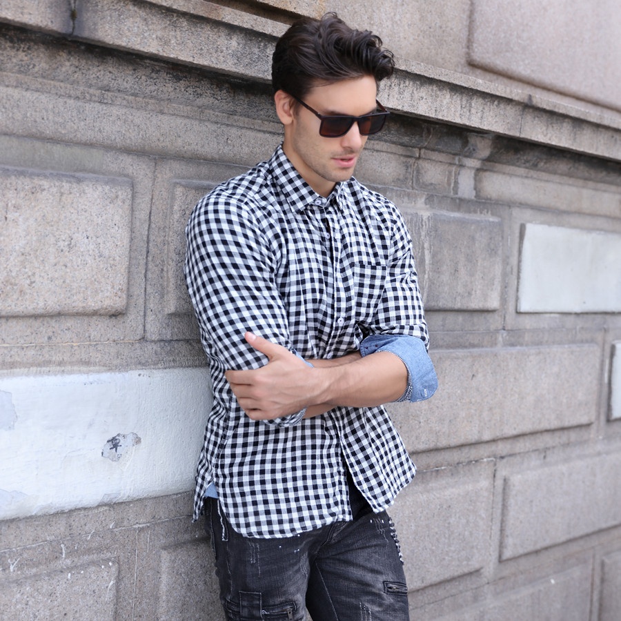 Plaid Long-Sleeved Wrinkle-Free Men's Casual Shirt for Plus Size Comfort