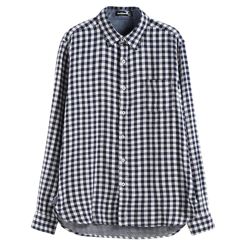 Plaid Long-Sleeved Wrinkle-Free Men's Casual Shirt for Plus Size Comfort