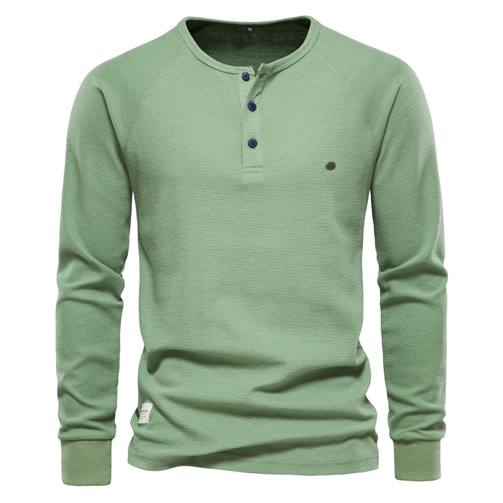 Long-Sleeved Henley Men's T-Shirt for Autumn and Winter Casual Wear