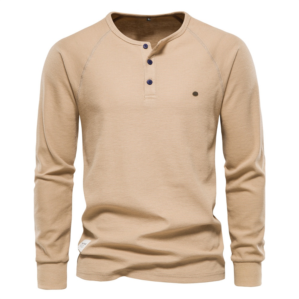 Long-Sleeved Henley Men's T-Shirt for Autumn and Winter Casual Wear