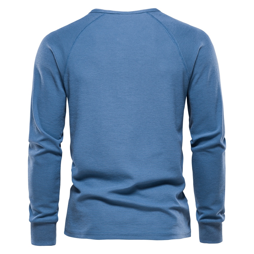 Long-Sleeved Henley Men's T-Shirt for Autumn and Winter Casual Wear
